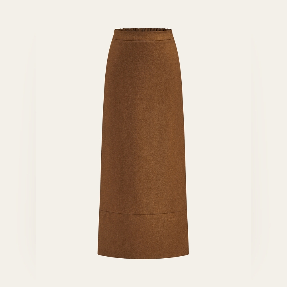 Commense Elastic Waist Slit Maxi Skirt